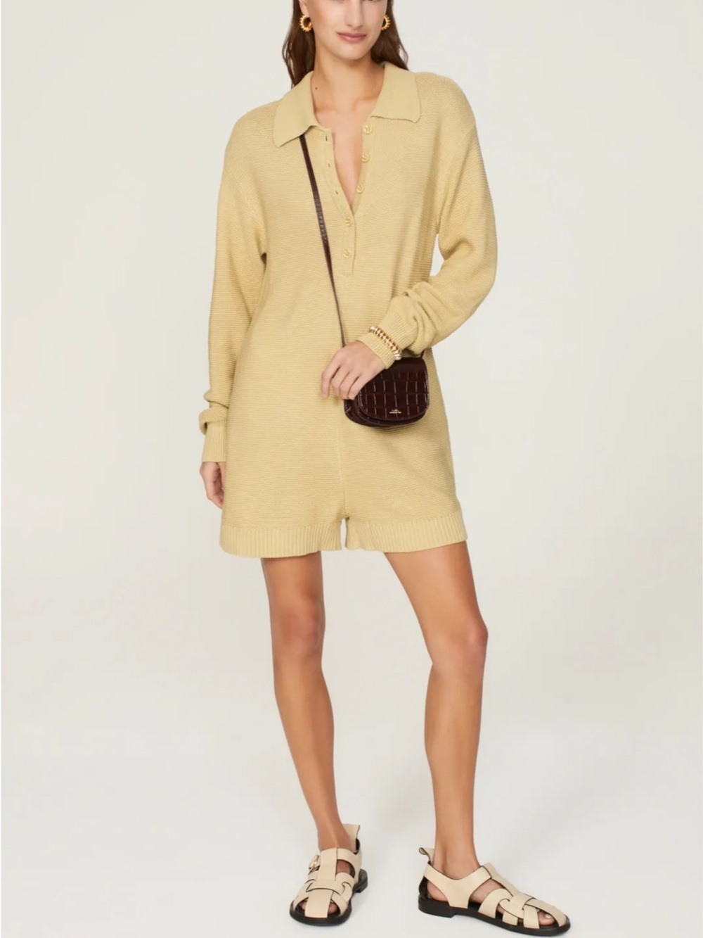 WeWoreWhat Half Button Boxy Romper